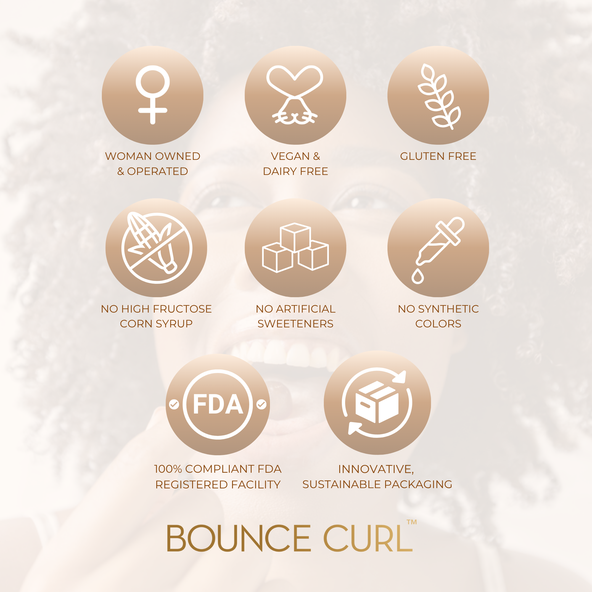 Bounce Curl Vegan Collagen Boosting Hair & Skin Gummies Brand Values