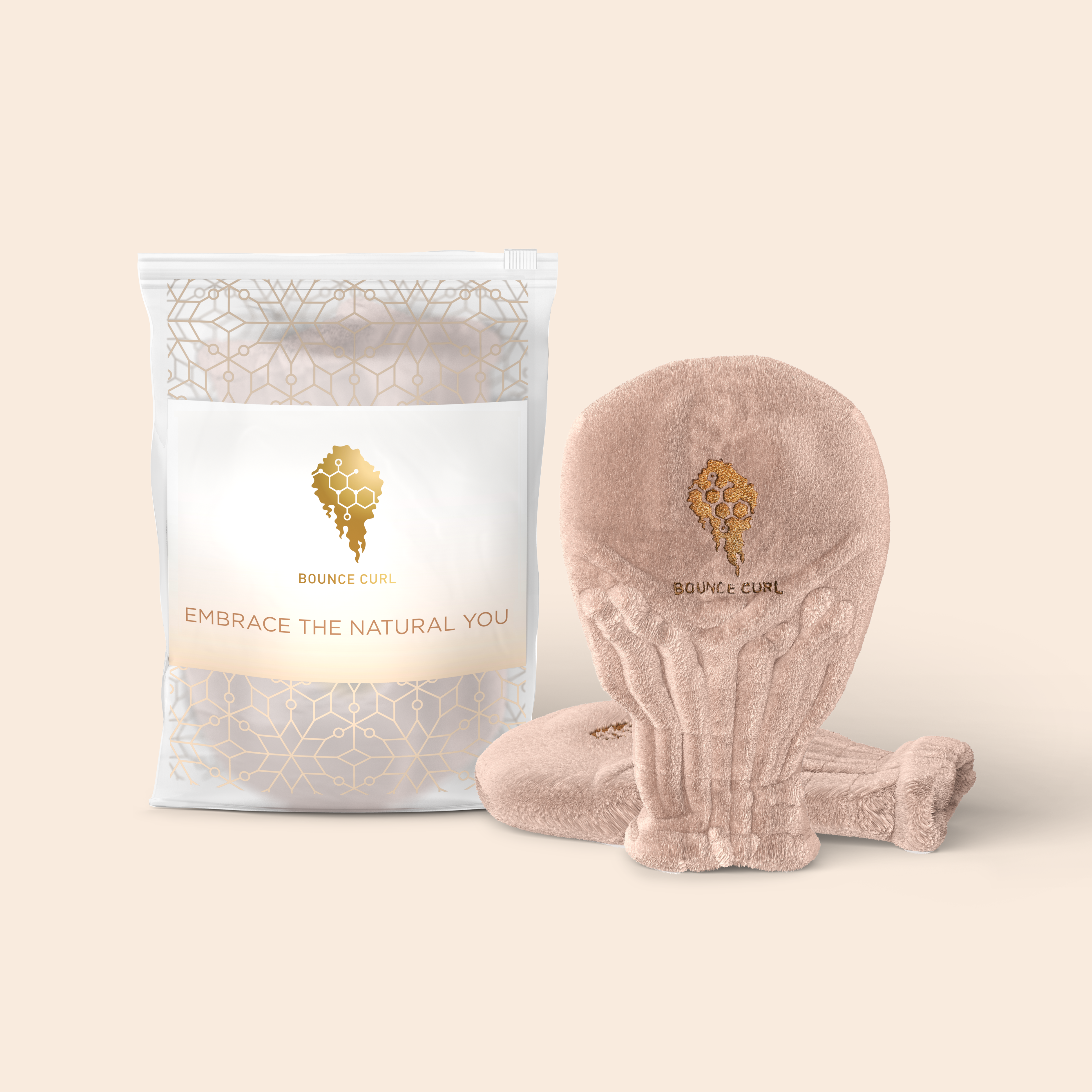 Bounce Curl Hair Drying Mitten - Tan