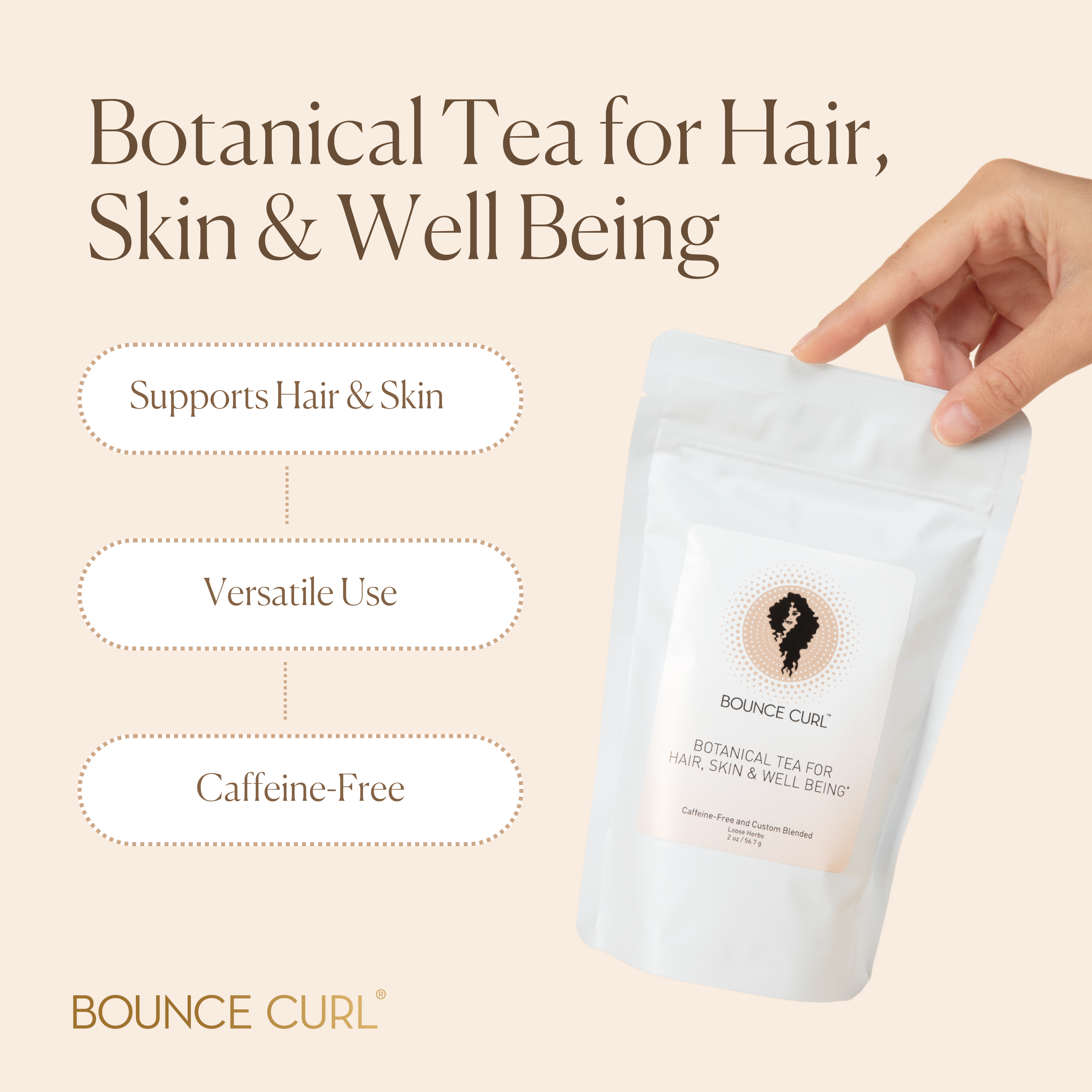 Bounce Curl Botanical Tea for Hair, Skin & Well Being Supports Hair & Skin and is Caffeine-Free