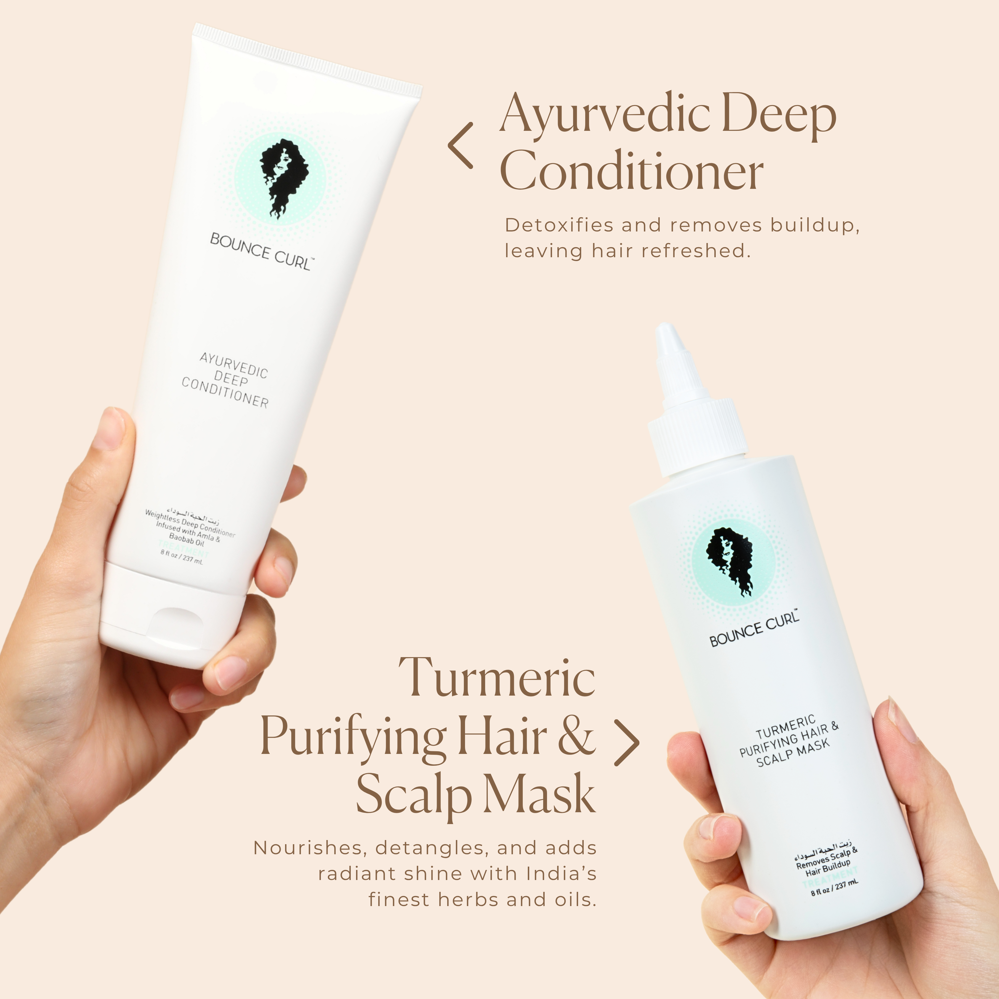 Bounce Curl Treatment Kit with Ayurvedic Deep Conditioner and Turmeric Purifying Hair & Scalp Mask