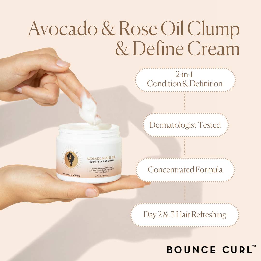 Avocado & Rose Oil Clump and Define Cream For Curly Hair — Bounce Curl Avocado & Rose Oil Clump and Define Cream For Curly Hair — Bounce Curl