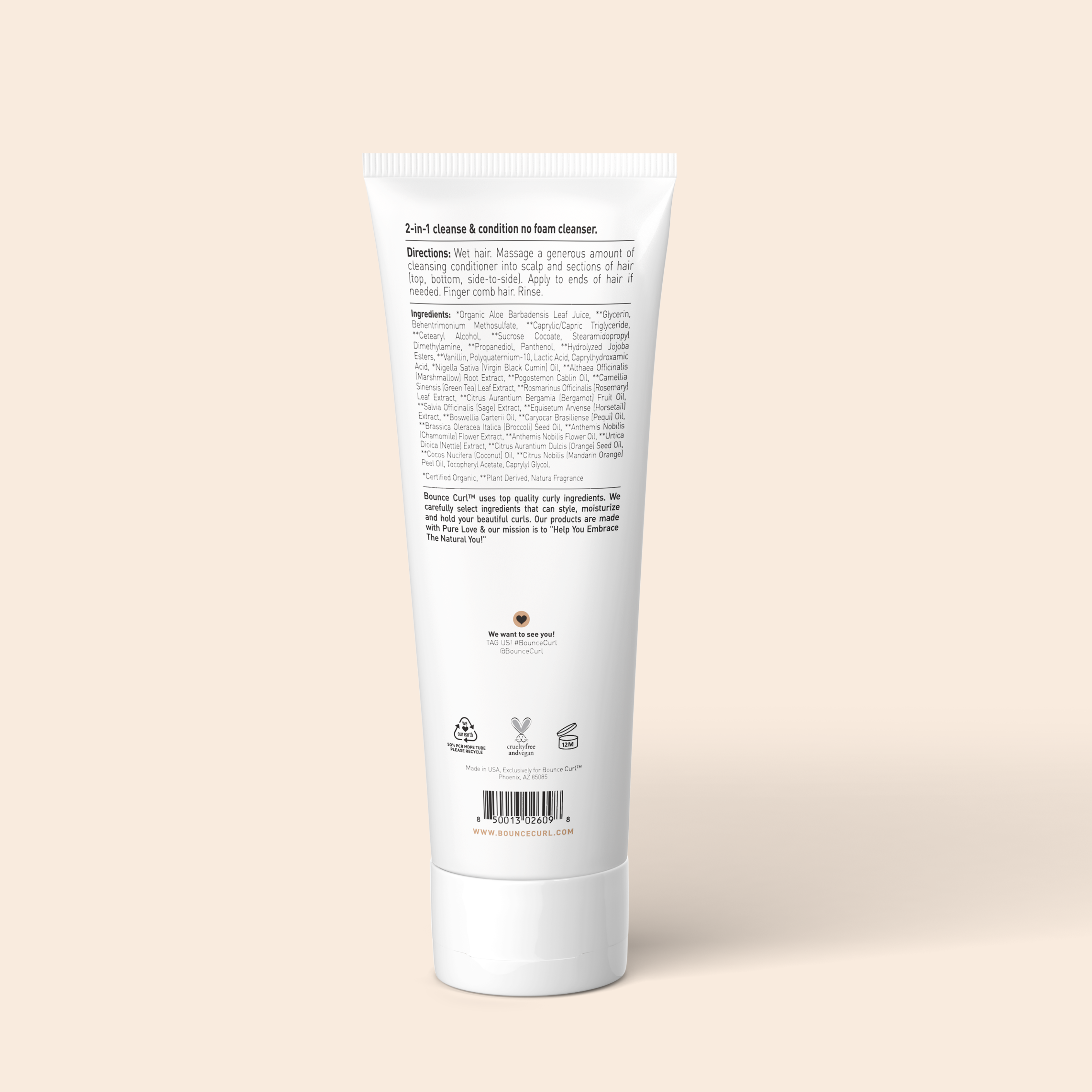 Bounce Curl Hydra Drench Cleansing Conditioner back of bottle