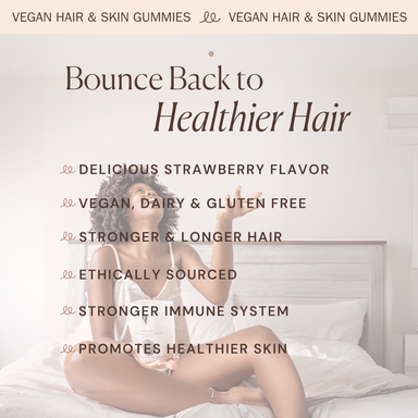 Bounce Curl Vegan Collagen Boosting Hair & Skin Gummies with strawberry flavor
