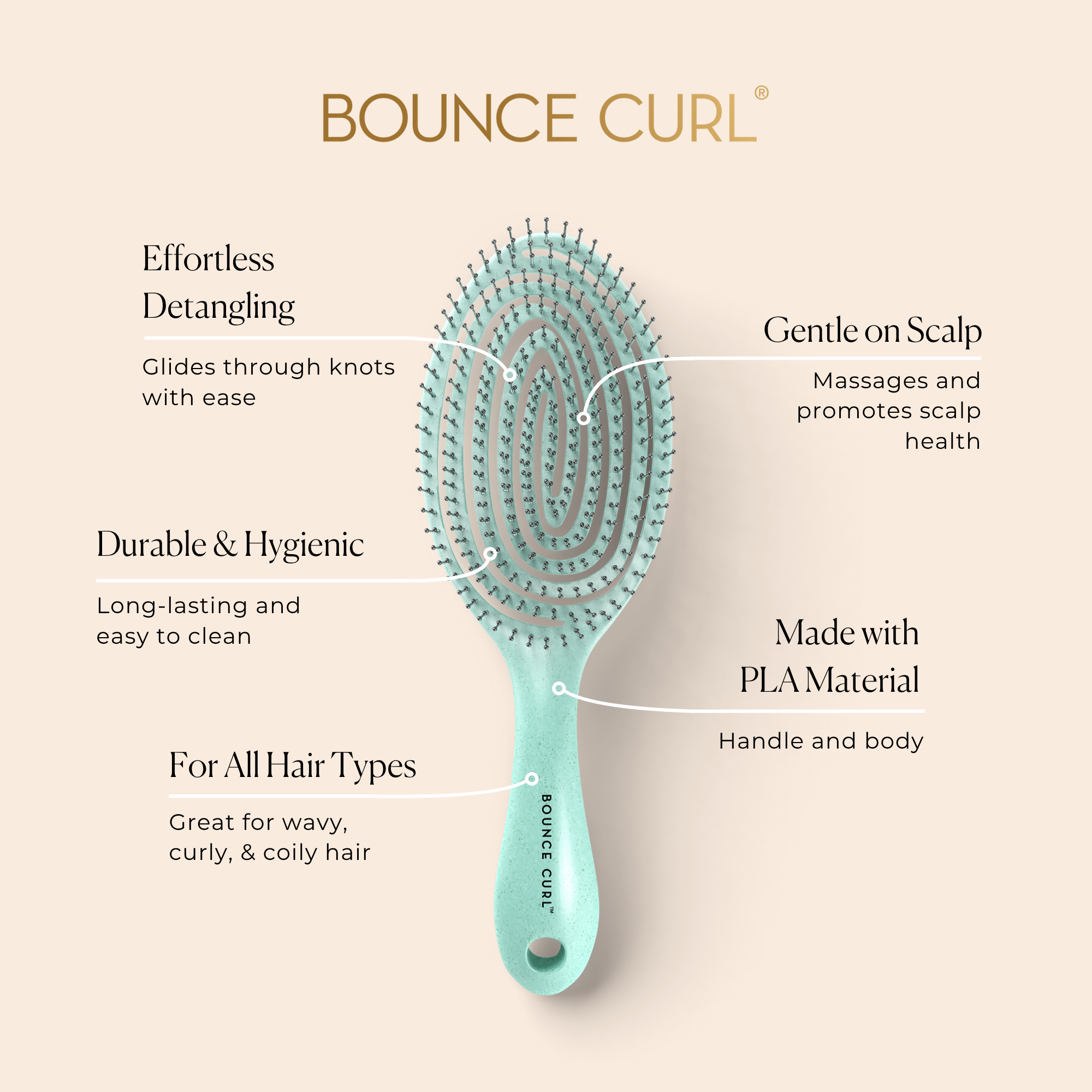 Bounce Curl Detangling Brush Features