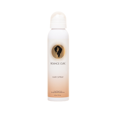 Bounce Curl hairspray bottle with ombre bottle and golden Bounce Curl logo
