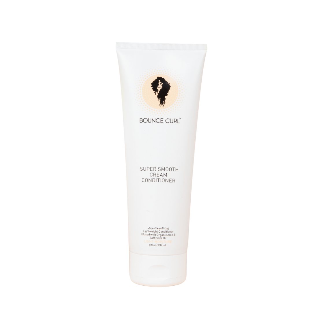 Bounce Curl super smooth cream conditioner product bottle.